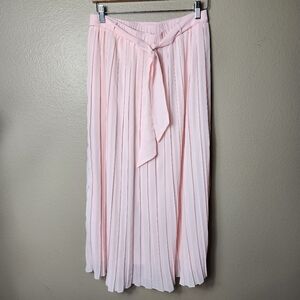 Joie Womens |L| Pastel Blush Pink Micro Box Pleated Maxi Skirt w/Belt